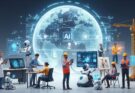 "Comparison between human brain and AI circuits showing emotional intelligence vs artificial processing.