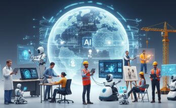 "Comparison between human brain and AI circuits showing emotional intelligence vs artificial processing.
