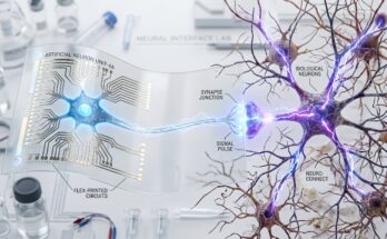 "Artificial printed neuron on flexible polymer communicating with living brain cells via electrical signals — Northwestern University 2026 breakthrough"